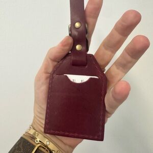 Portland Leather Deep Red Luggage Tag